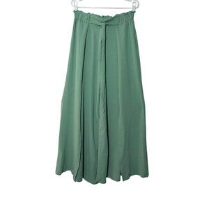 Alishebuy Women's Green Elastic Waist Wide Leg Pants with Self-tie Belt XL. NWT